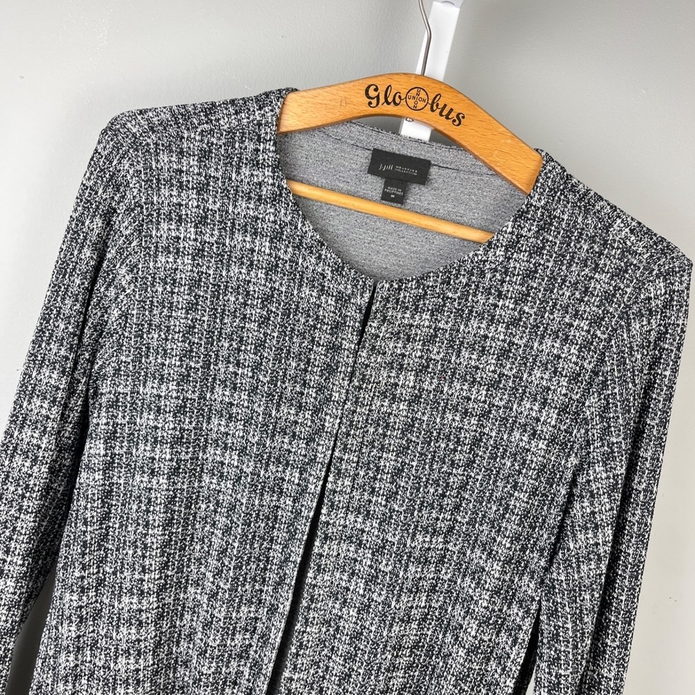 J. Jill Wearever Collection Knit Cardigan Womens M Black White Long Sleeve